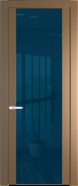 Межкомнатная дверь Profil Doors 1.7 P Зеркало синее Перламутр золото