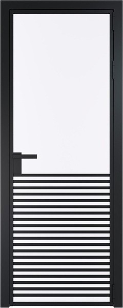 Алюминиевая дверь Profil Doors 16 AG Черный матовый RAL9005 Монохром белый просветленный