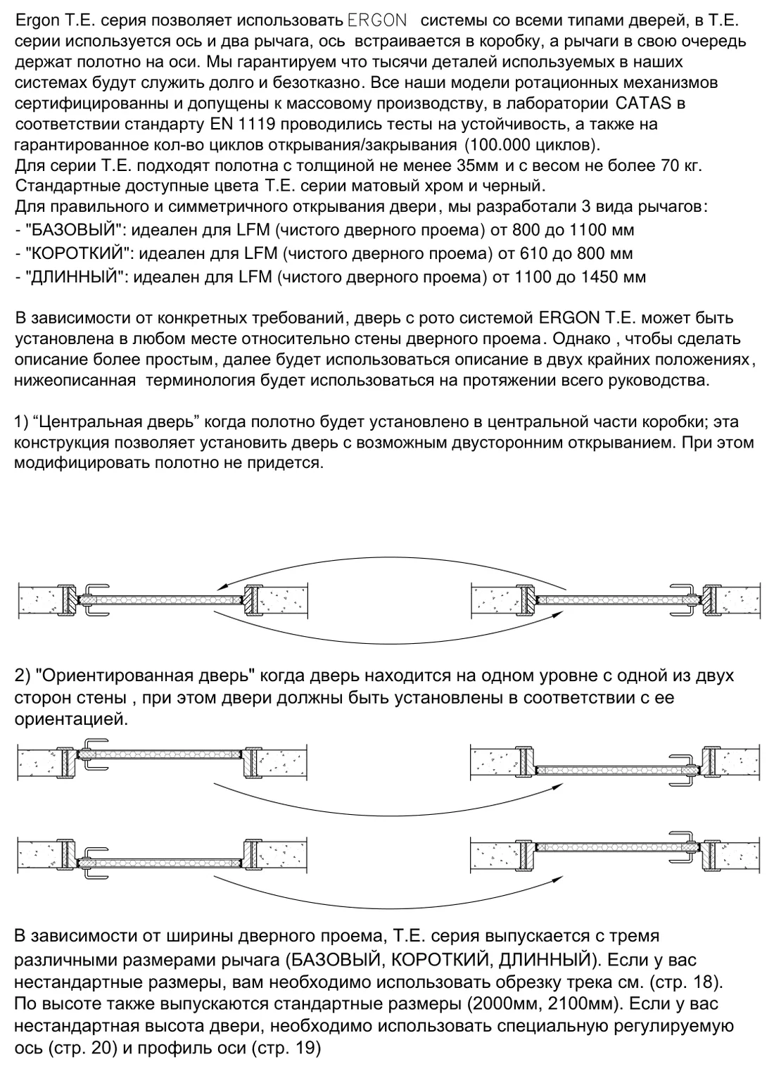 Схемы центральной и ориентированной рото-двери